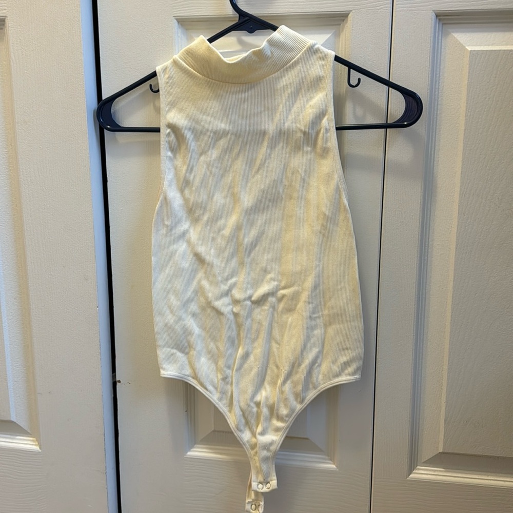 Unknown Brand Cream Mock Neck BodySuit